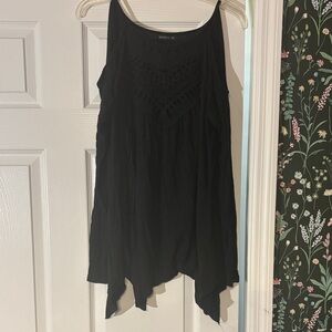 Miholl Black Cold shoulder top with Crochet Detail XXL